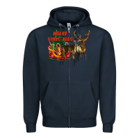 Navy merry christmas two deers Zipper Hoodie - LillyAllenDesigns