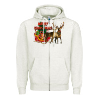 Merry Christmas Two Deers Zipper Hoodie | Teevron