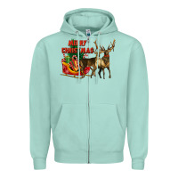 Seafoam merry christmas two deers Zipper Hoodie - LillyAllenDesigns