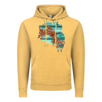 Vintage Mustard wood leather patch Vintage Hoodie - AdoDesignShop