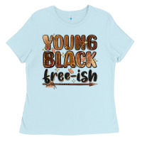 Baby Blue Young black free-ish Ladies Tee - Zillion Design Studio