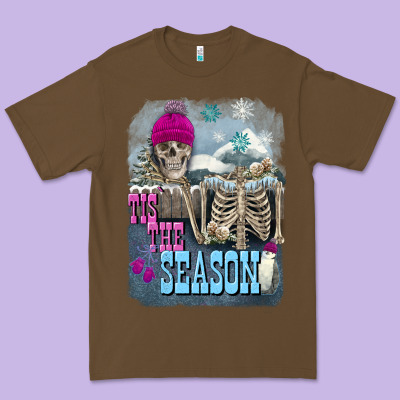 Winter Tis The Season Skeleton Premium Tee Designed By Fadigitalartstudio