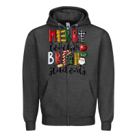 Charcoal Heather Merry Teacher Bright Students Christmas Zipper Hoodie - LillyAllenDesigns