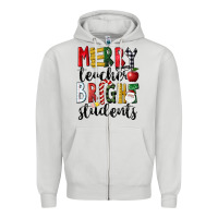 Dove Grey Merry Teacher Bright Students Christmas Zipper Hoodie - LillyAllenDesigns