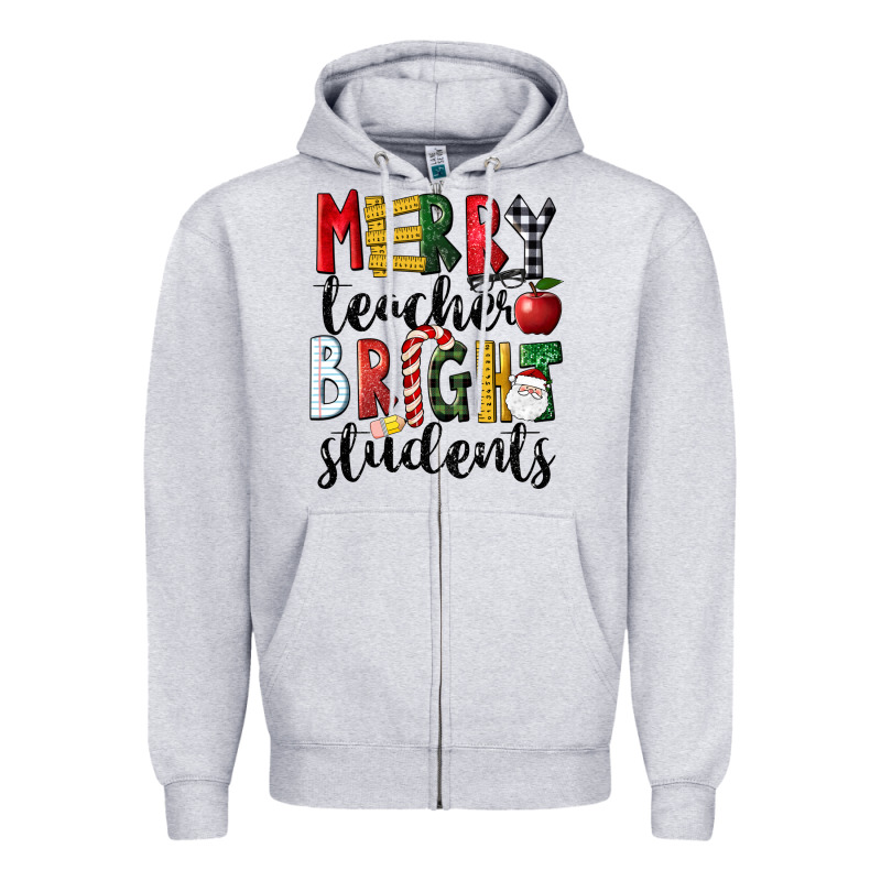 Merry Teacher Bright Students Christmas Zipper Hoodie by LillyAllenDesigns | Teevron