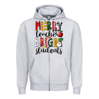 Heather Grey Merry Teacher Bright Students Christmas Zipper Hoodie - LillyAllenDesigns