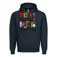 Navy Merry Teacher Bright Students Christmas Zipper Hoodie - LillyAllenDesigns