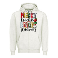 Oatmeal Heather Merry Teacher Bright Students Christmas Zipper Hoodie - LillyAllenDesigns