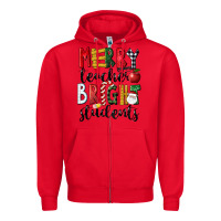 Red Merry Teacher Bright Students Christmas Zipper Hoodie - LillyAllenDesigns