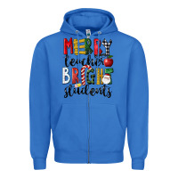 True Royal Merry Teacher Bright Students Christmas Zipper Hoodie - LillyAllenDesigns