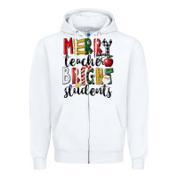 White Merry Teacher Bright Students Christmas Zipper Hoodie - LillyAllenDesigns
