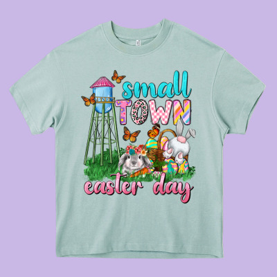 Small Town Easter Day Heavy Core Tee Designed By Neo Western