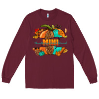 Burgundy Thankful grateful blessed mini pumpkin Long Sleeve Tee - NancyCooperArtShop