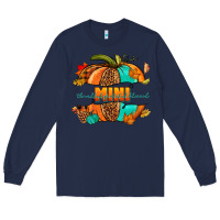 Navy Thankful grateful blessed mini pumpkin Long Sleeve Tee - NancyCooperArtShop