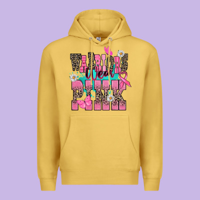Warriors Wear Pink Cancer Awareness Premium Hoodie Designed By Howdyjamesfarm