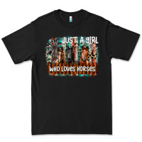 Black just a girl who loves horses Premium Tee - CowhideDigitalArt