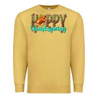 Antique Gold Happy Thanksgiving with Turkey Premium Sweatshirt - texasbilliewilder