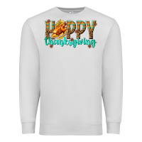 Dove Grey Happy Thanksgiving with Turkey Premium Sweatshirt - texasbilliewilder