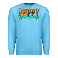Ocean Blue Happy Thanksgiving with Turkey Premium Sweatshirt - texasbilliewilder