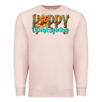 Pale Pink Happy Thanksgiving with Turkey Premium Sweatshirt - texasbilliewilder