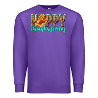 Purple Happy Thanksgiving with Turkey Premium Sweatshirt - texasbilliewilder