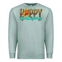 Seafoam Happy Thanksgiving with Turkey Premium Sweatshirt - texasbilliewilder