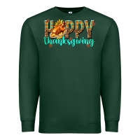 Sports Green Happy Thanksgiving with Turkey Premium Sweatshirt - texasbilliewilder