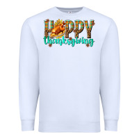 White Happy Thanksgiving with Turkey Premium Sweatshirt - texasbilliewilder