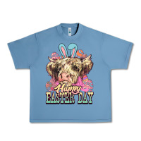 Pebble Blue Easter Day Cow Urban Heavy Tee - NancyCooperArtShop