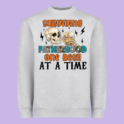 Surviving Fatherhood One Beer At A Time Heavyweight Sweatshirt Designed By Maliassmallbusiness
