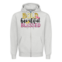 Dove Grey bold beautiful blessed Zipper Hoodie - LillyAllenDesigns