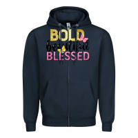 Navy bold beautiful blessed Zipper Hoodie - LillyAllenDesigns