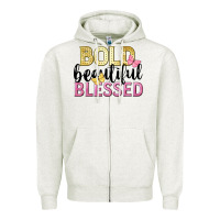 Oatmeal Heather bold beautiful blessed Zipper Hoodie - LillyAllenDesigns