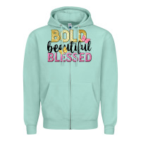 Seafoam bold beautiful blessed Zipper Hoodie - LillyAllenDesigns