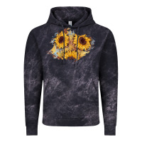 Cloud Black sunflower glitter leather patch Vintage Hoodie - AdoDesignShop