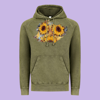Sunflower Glitter Leather Patch Vintage Hoodie Designed By Adodesignshop