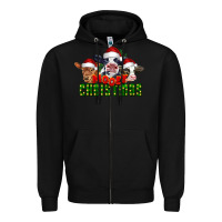 Black Mooey Christmas Cows Zipper Hoodie - LillyAllenDesigns