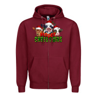 Burgundy Mooey Christmas Cows Zipper Hoodie - LillyAllenDesigns