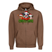 Chestnut Mooey Christmas Cows Zipper Hoodie - LillyAllenDesigns