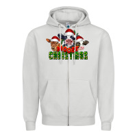 Mooey Christmas Cows Zipper Hoodie | Teevron