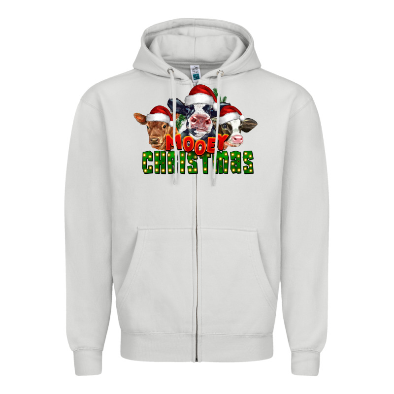Mooey Christmas Cows Zipper Hoodie by LillyAllenDesigns | Teevron