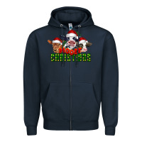 Navy Mooey Christmas Cows Zipper Hoodie - LillyAllenDesigns