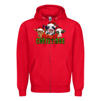 Red Mooey Christmas Cows Zipper Hoodie - LillyAllenDesigns