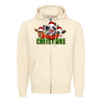 Sandshell Mooey Christmas Cows Zipper Hoodie - LillyAllenDesigns