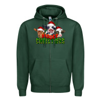Sports Green Mooey Christmas Cows Zipper Hoodie - LillyAllenDesigns