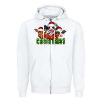 White Mooey Christmas Cows Zipper Hoodie - LillyAllenDesigns