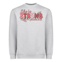 Heather Grey she is strong proverbs 31 25 Heavyweight Sweatshirt - MaliasSmallBusiness