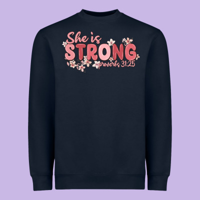 She Is Strong Proverbs 31 25 Heavyweight Sweatshirt Designed By Maliassmallbusiness