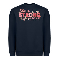 Navy she is strong proverbs 31 25 Heavyweight Sweatshirt - MaliasSmallBusiness