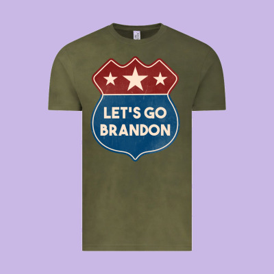 Let's Go Brandon Shield Patch Vintage Tee Designed By Jasminsmagicworld